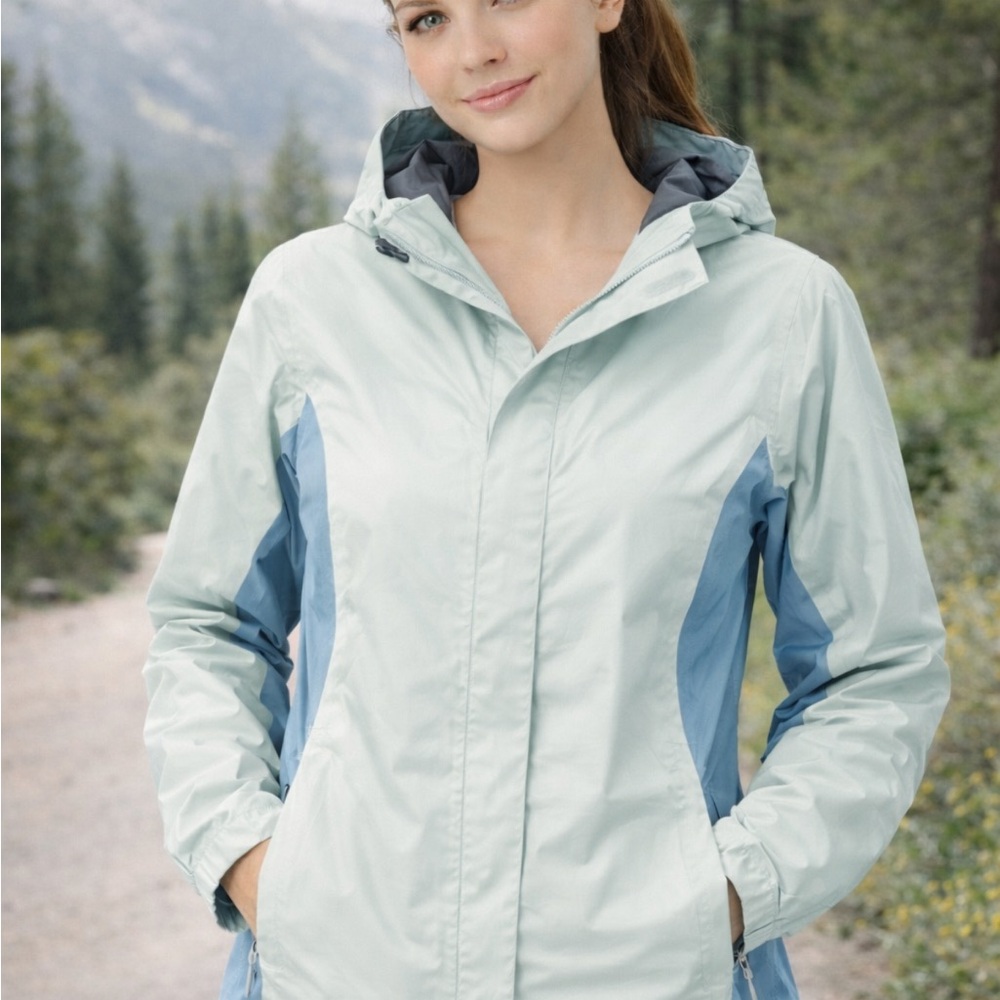 Columbia Light Blue and Gray Jacket Girls Medium 10-12